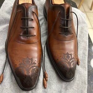 Mezlan Two-Tone Brown Leather Oxfords